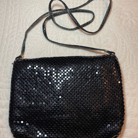 Vintage black metal mesh clutch or shoulder bag party - Picture 2 of 6